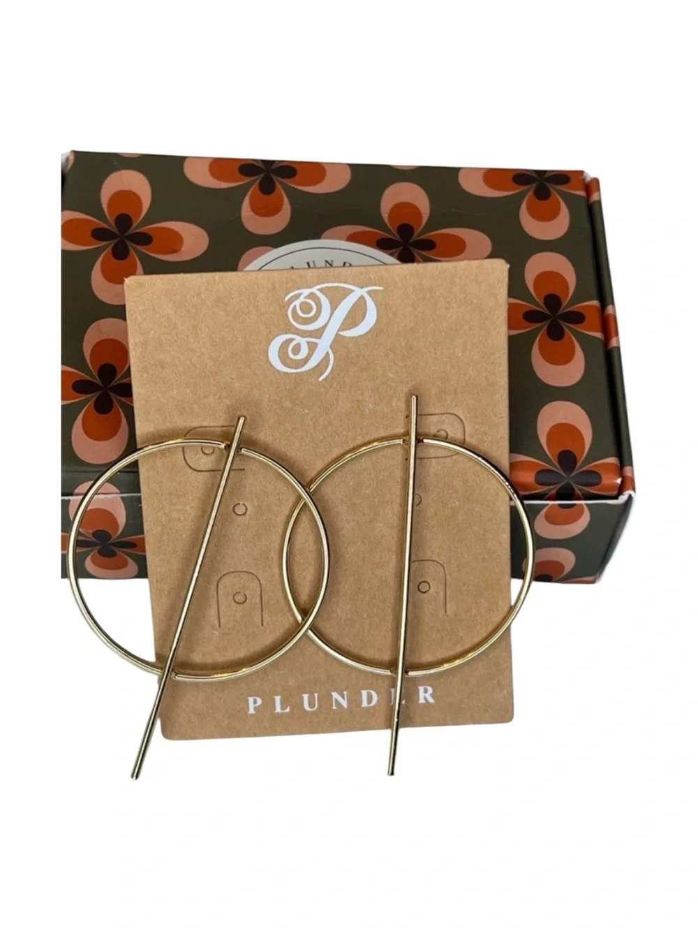 Plunder Modern Gold Circle & Bar Drop Earrings - Gold